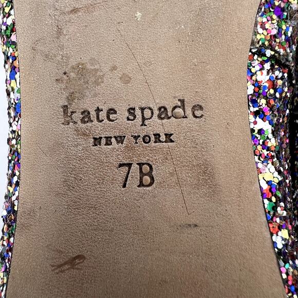 Kate Spade Honey Multicolored Glitter Ballet Flats 7 Slip On Bow - Picture 7 of 10